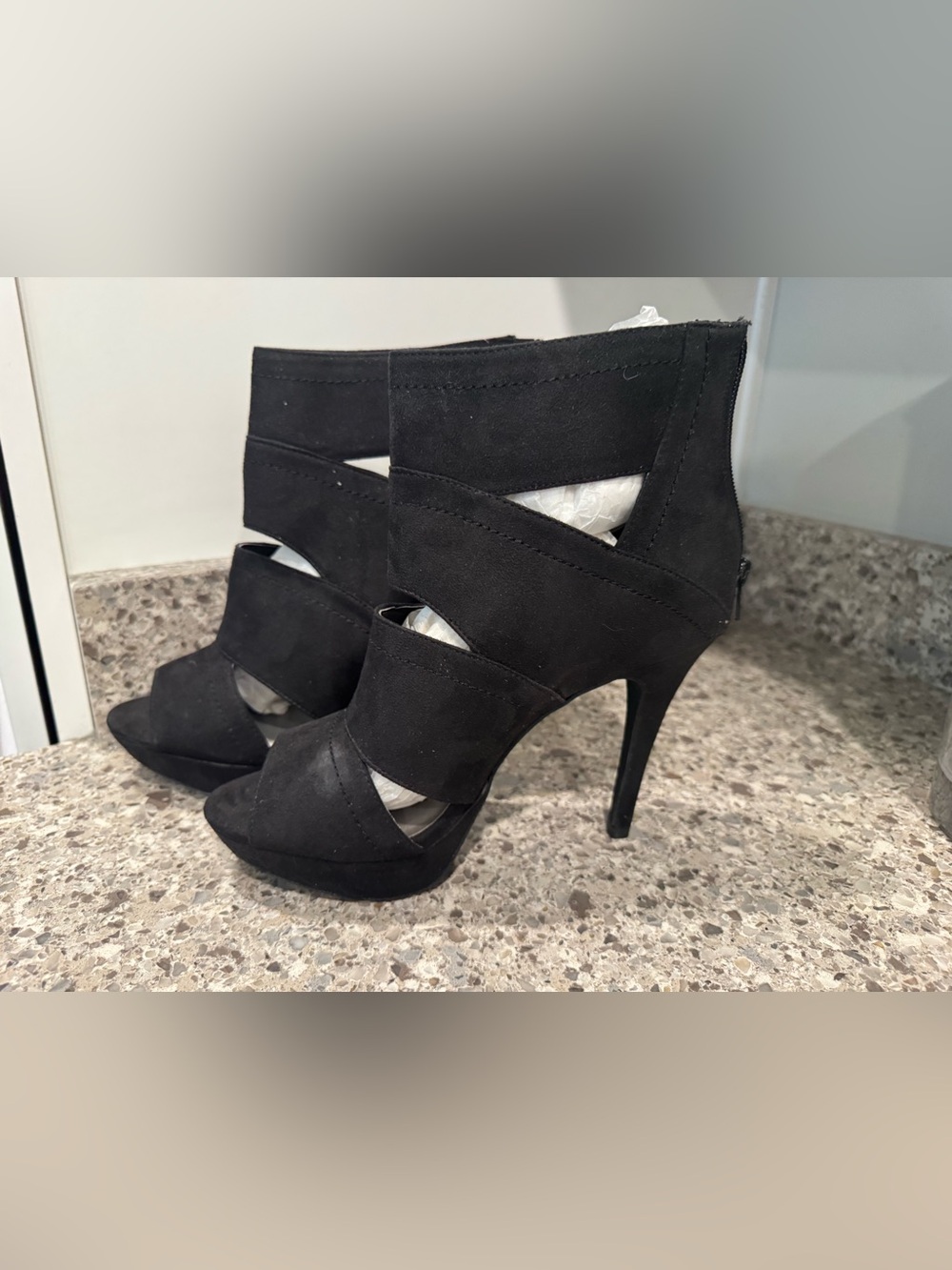 Charlotte Russe Black Cutout Peep-Toe Stiletto Booties